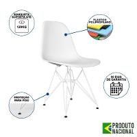Mesa Industrial Base Ferro Branco Tampo 137X90 Canela 4 Cadeiras Ferro Branco Assento Branco Marrom