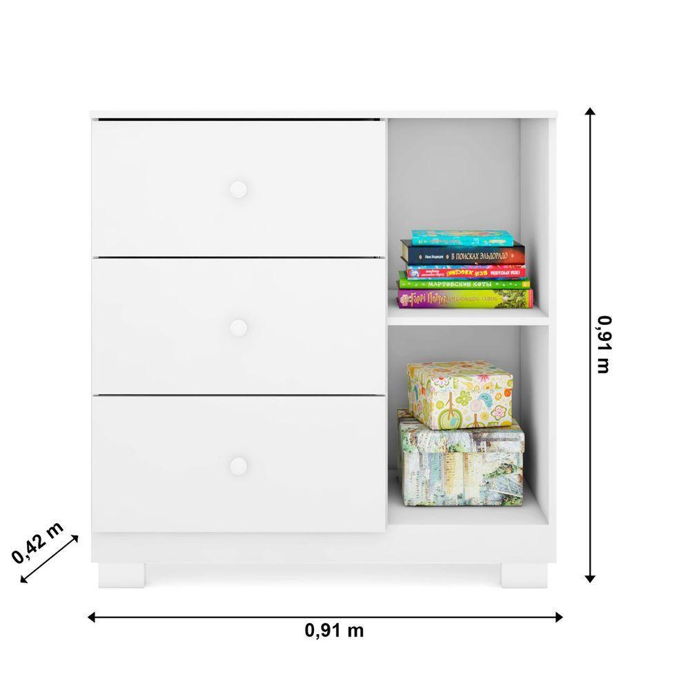 Cômoda Infantil Com 1 Portas E 3 Gavetas Ane Cor Branco Phoenix Baby - 3