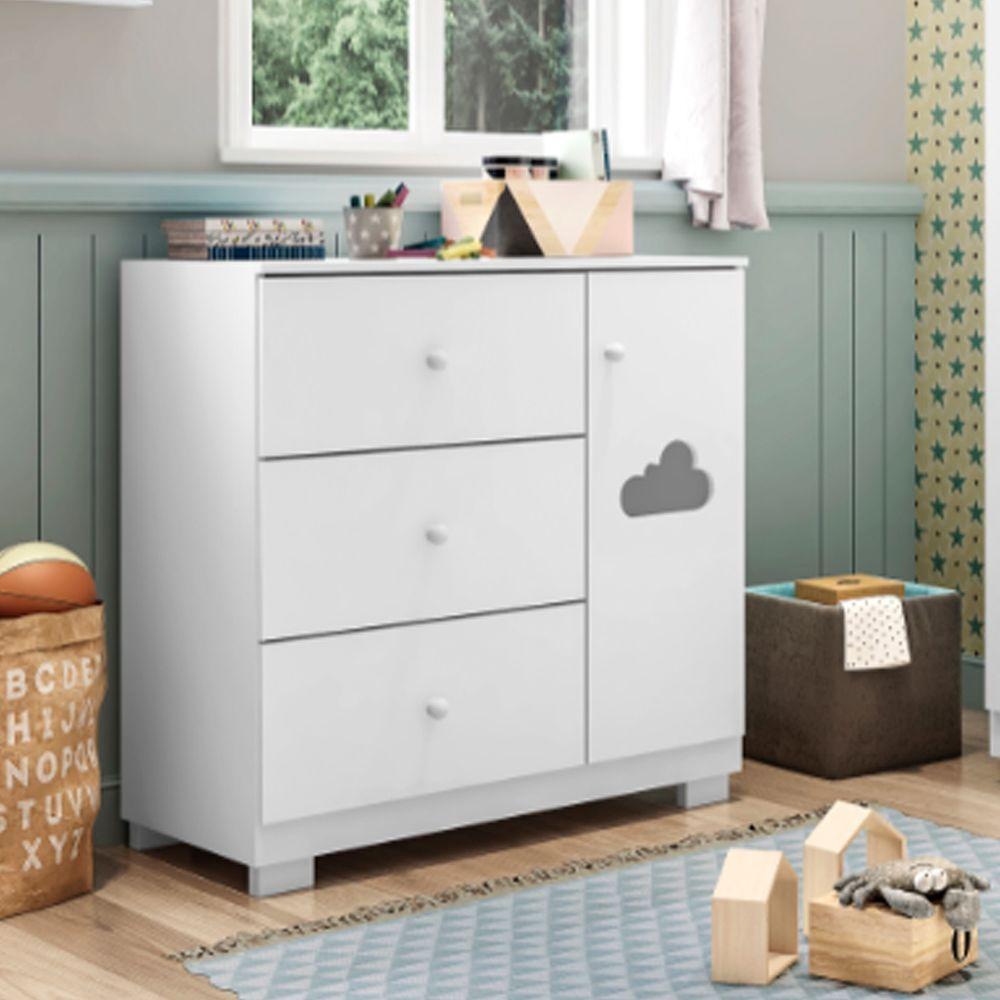 Cômoda Infantil Com 1 Portas E 3 Gavetas Ane Cor Branco Phoenix Baby - 4