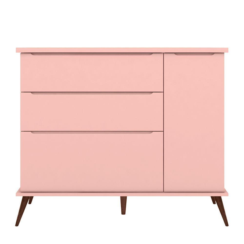Cômoda Infantil Com 1 Portas E 3 Gavetas Melinda Cor Rosê Phoenix Baby - 1