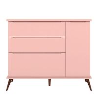 Cômoda Infantil Com 1 Portas E 3 Gavetas Melinda Cor Rosê Phoenix Baby - 1