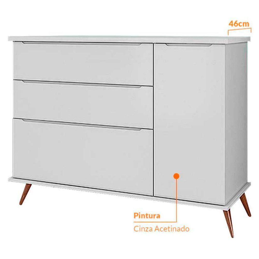 Cômoda Infantil Com 1 Portas E 3 Gavetas Melinda Cor Cinza Phoenix Baby - 3