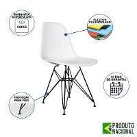 Mesa Industrial Base Ferro Preto Tampo 137X90 Amêndoa 4 Cadeiras Ferro Preto Assento Branco Marrom