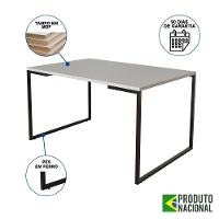 Mesa Industrial Base Ferro Preto Tampo 137X90 Branco 4 Cadeiras Ferro Preto Assento Amarelo Branco - 5