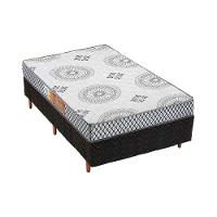 Cama Box Solteiro: Colchão Espuma Polar D28 Pérola + Base Crc Rústico Black(88X188)