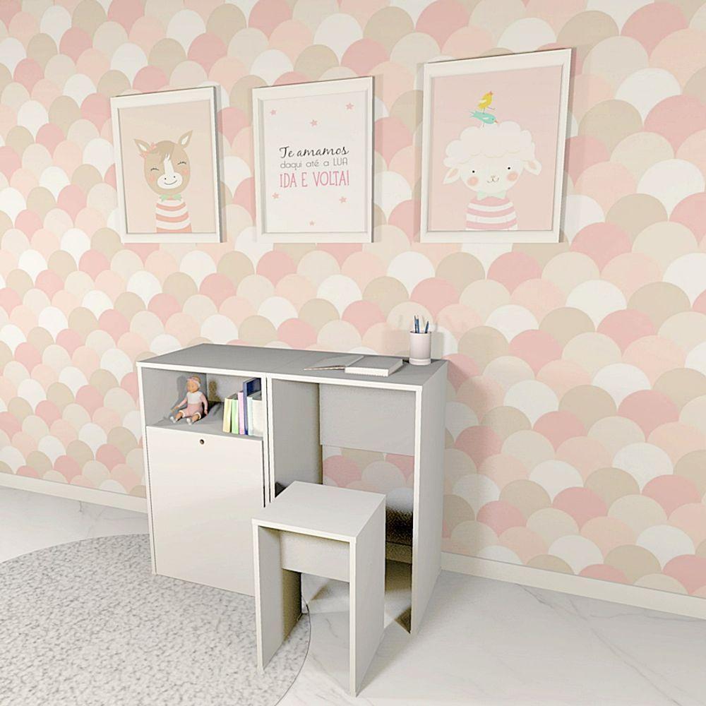 Organizador E Mesa Com Banquinho 80 Cm 100% Mdf - 1