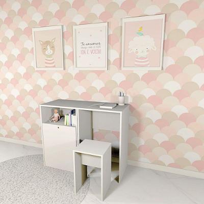 Organizador E Mesa Com Banquinho 80 Cm 100% Mdf