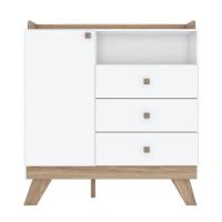 Cômoda Infantil 1 Porta 3 Gavetas Confete Henn Branco Com Jequitibá Hp - 3