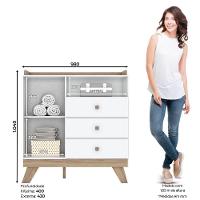 Cômoda Infantil 1 Porta 3 Gavetas Confete Henn Branco Com Jequitibá Hp - 5