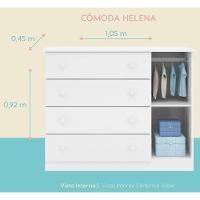Cômoda Infantil Com 1 Porta E 4 Gavetas Helena Cor Branco Phoenix Baby - 3