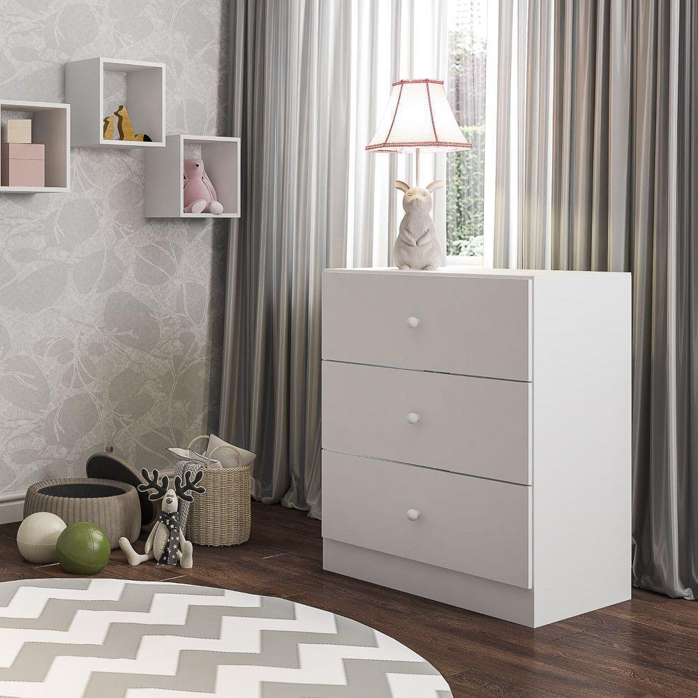 Cômoda Infantil Para Quarto De Bebê Louise 03 Gavetas Branco - 3