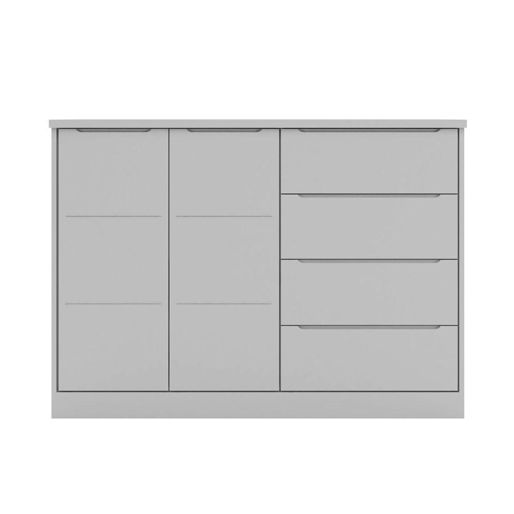 Cômoda Infantil Com 2 Portas E 4 Gavetas Pérola Cor Cinza Phoenix Baby - 1