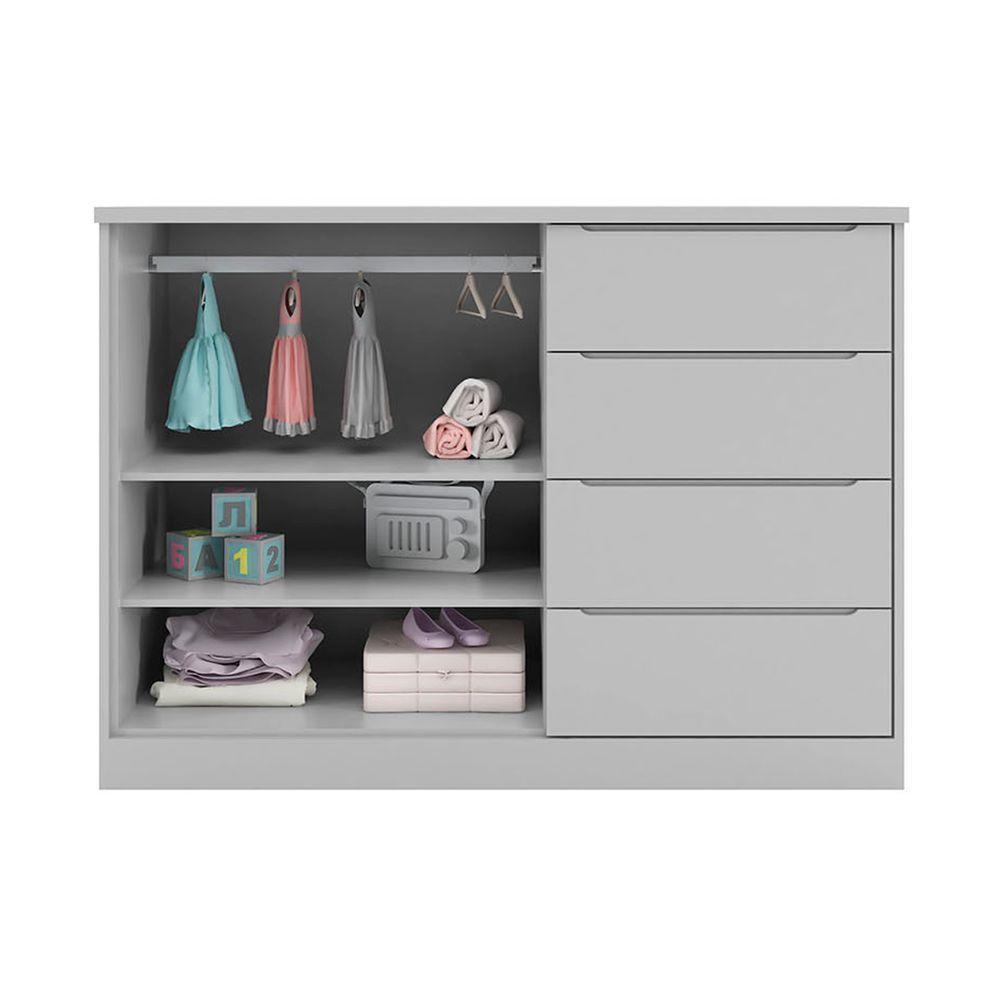 Cômoda Infantil Com 2 Portas E 4 Gavetas Pérola Cor Cinza Phoenix Baby - 3