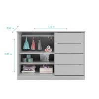 Cômoda Infantil Com 2 Portas E 4 Gavetas Pérola Cor Cinza Phoenix Baby - 2