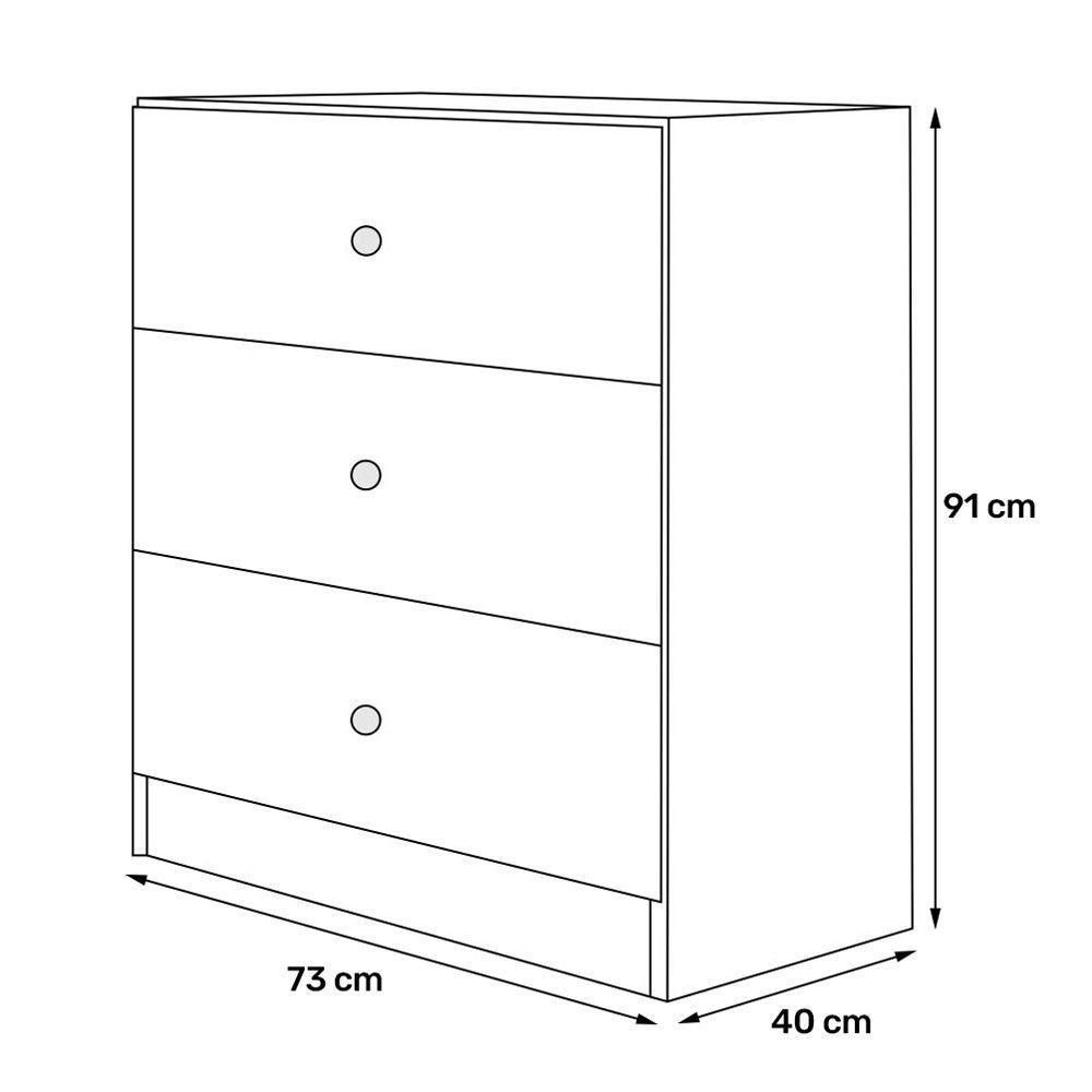 Cômoda Infantil Para Quarto De Bebê 03 Gavetas Branco - 2