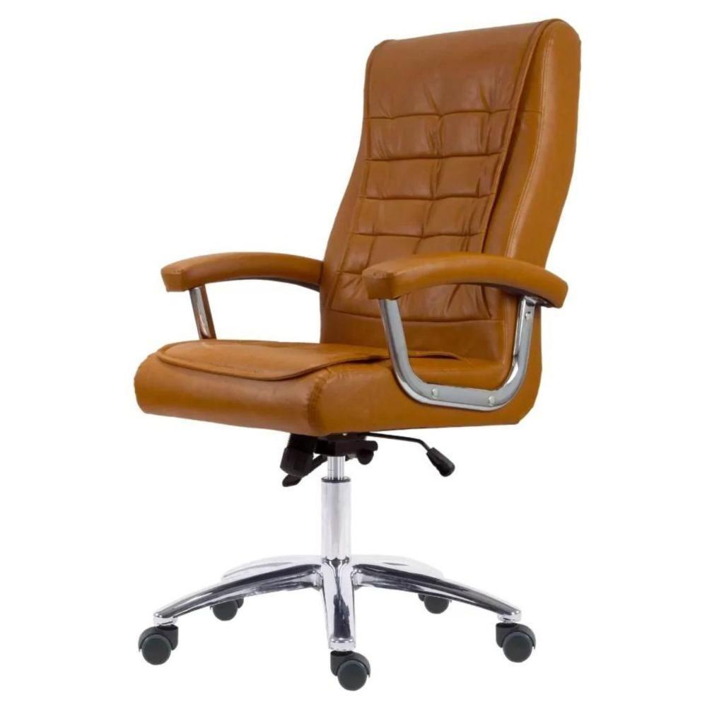 Cadeira Giratória Nr-17 Califórnia Fratini Revestida Poliuretano (pu) Caramelo Base Rodizio Cromado - 1
