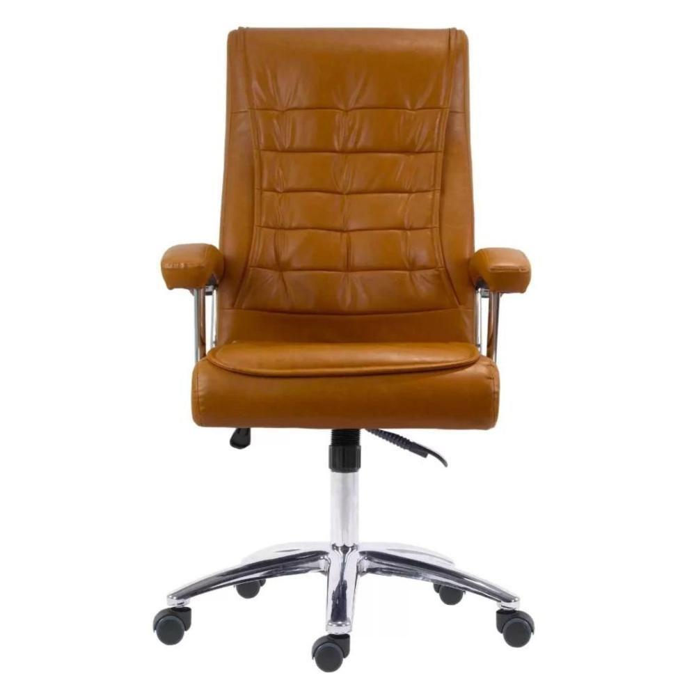 Cadeira Giratória Nr-17 Califórnia Fratini Revestida Poliuretano (pu) Caramelo Base Rodizio Cromado - 4