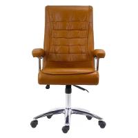 Cadeira Giratória Nr-17 Califórnia Fratini Revestida Poliuretano (pu) Caramelo Base Rodizio Cromado