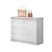 Comoda Sapateira Infantil 1 Porta E 4 Gavetas Cor Branco - 1