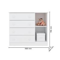 Comoda Sapateira Infantil 1 Porta E 4 Gavetas Cor Branco - 4