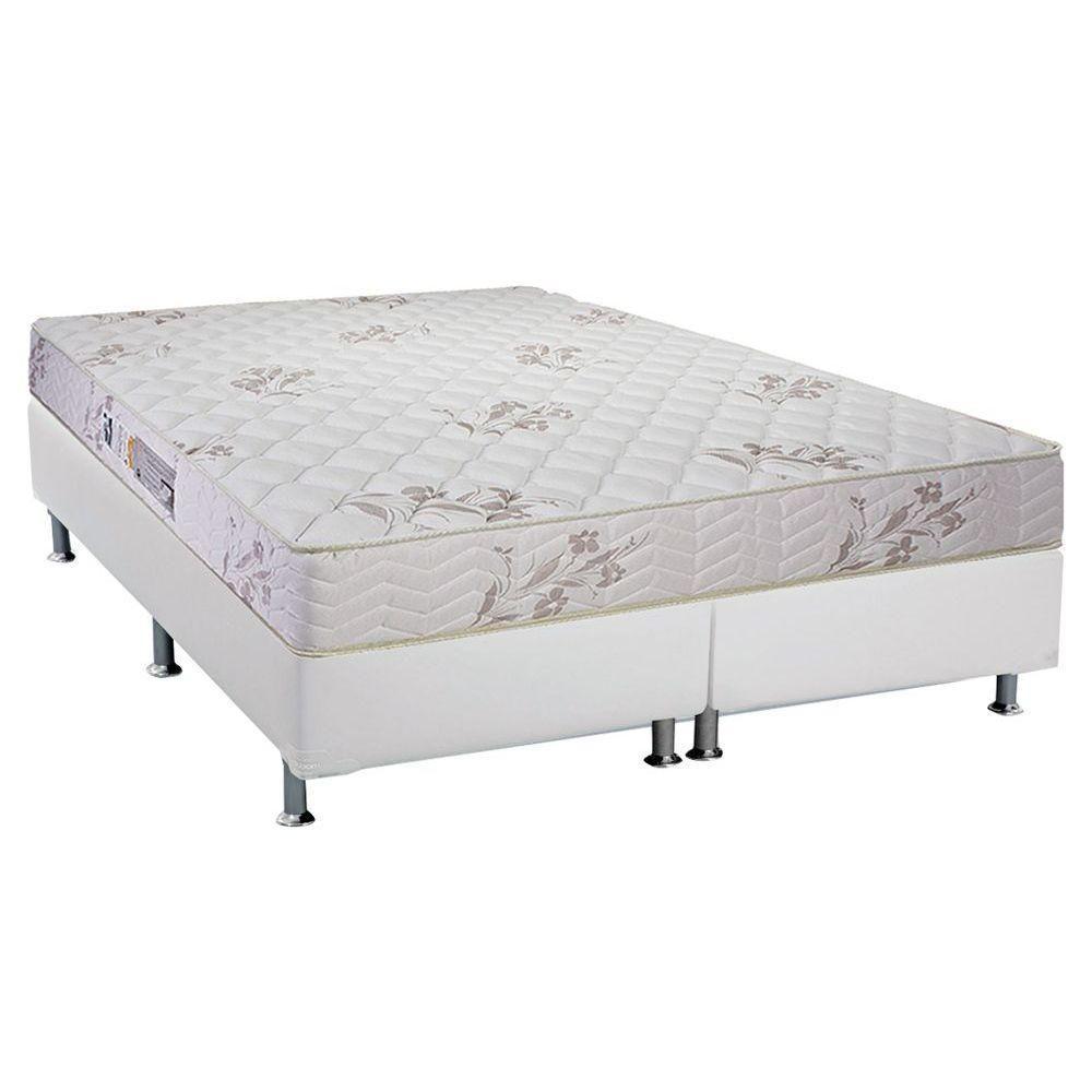 Cama Box Queen: Colchão Espuma D33 Luckspuma Supreme Floral + Base CRC Courano White(158x198) - 1