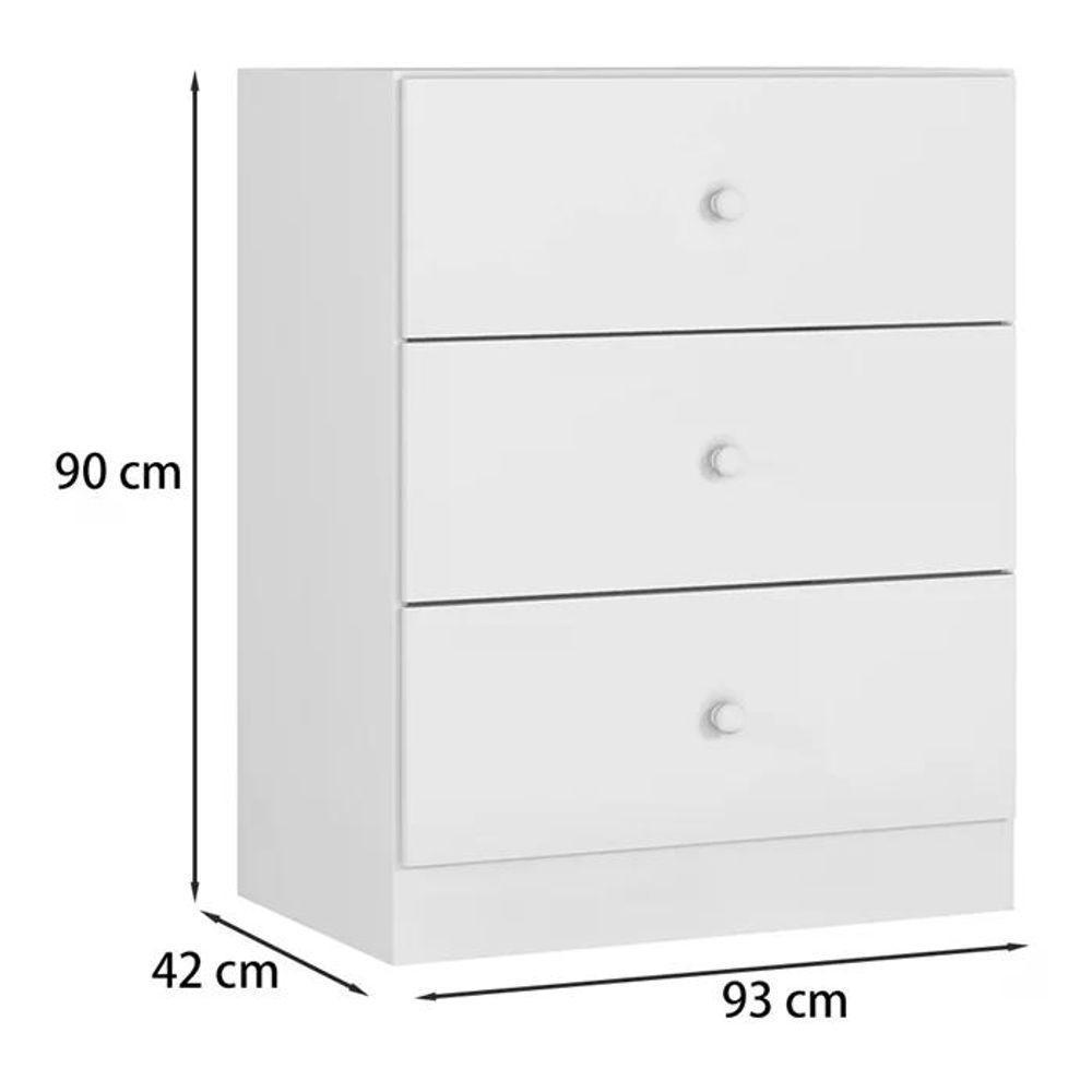 Comoda Infantil 03 Gavetas Louise Branco Reajl Moveis Branco - 4