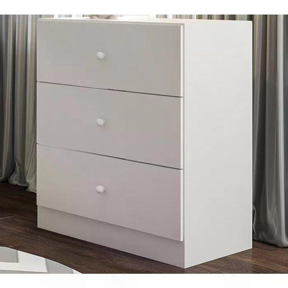 Comoda Infantil 03 Gavetas Louise Branco Reajl Moveis Branco - 7