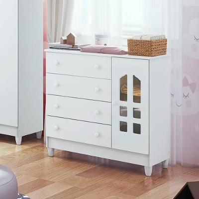 Cômoda Infantil 4 Gavetas Com Fraldário Branco Carolina Baby