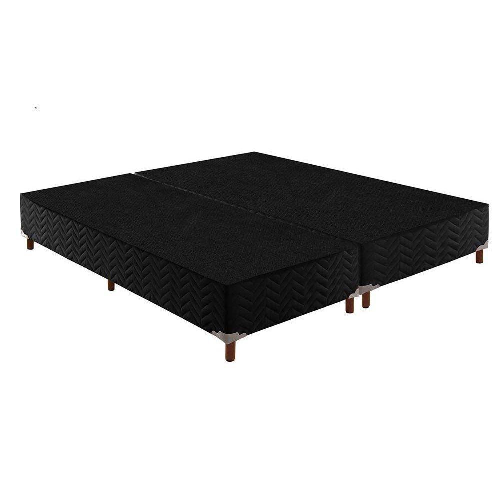 Cama Box Base King Sommier Rústico Bordado Black (193x203x20) - Paropas - 1
