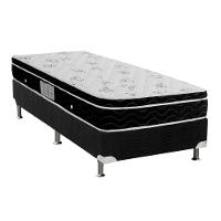 Cama Box Solteiro: Colchão Molas Bonnel Ortobom Nanolastic Physical Spring + Base CRC Suede Black(88x188) - 1