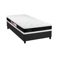 Cama Box Solteiro: Colchão Espuma D45 Castor Black e White AIR Double Face + Base CRC Suede Gray(88x188) - 1
