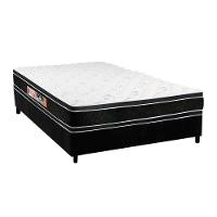 Cama Box Casal: Colchão Espuma Castor D33 Black e White Double Face + Base CRC Suede Black(138x188) - 1