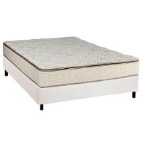 Cama Box Casal: Colchão Molas Bonnel Luckspuma Montreal Spring + Base CRC Courano White(138x188) - 1