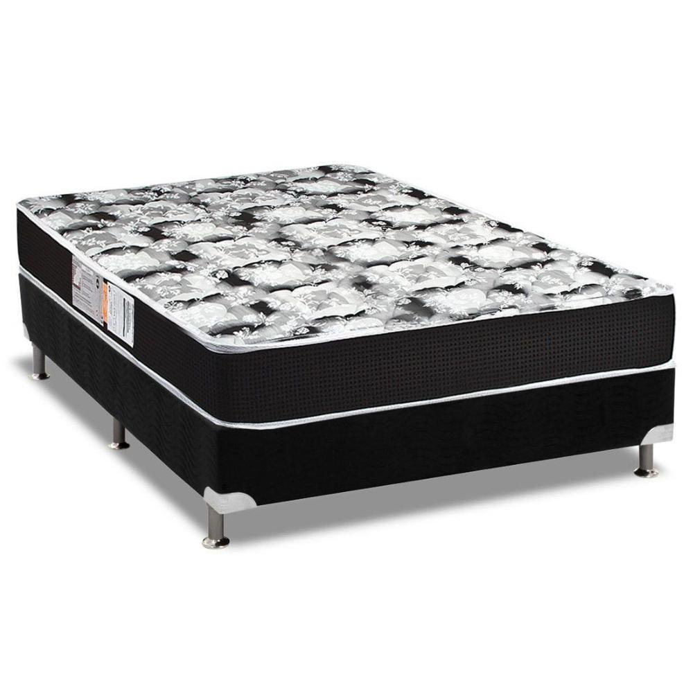 Cama Box Casal: Colchão Espuma D33 Luckspuma Supreme + Base CRC Suede Black(138x188) - 1