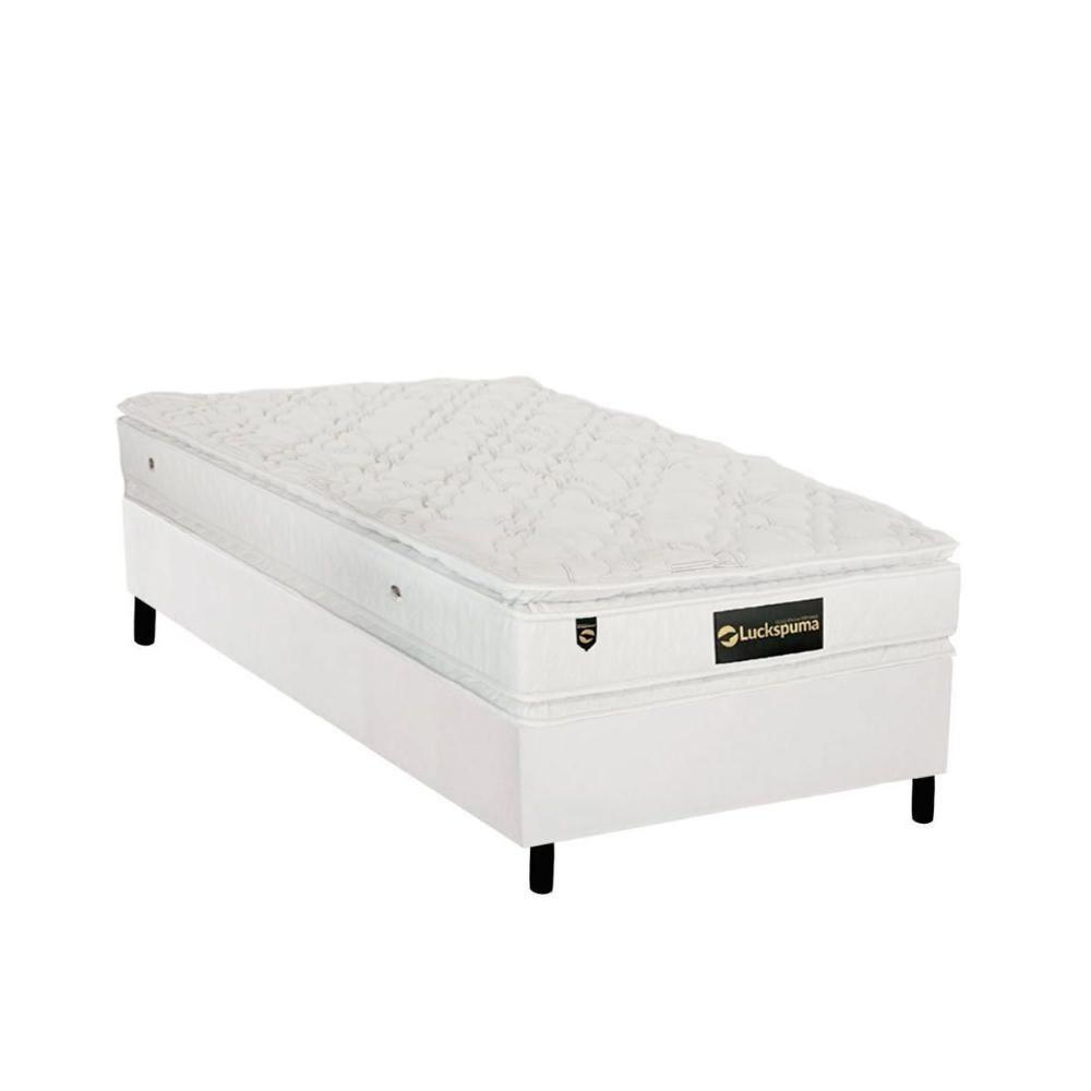Cama Box Solteiro: Colchão Molas Ensacadas Luckspuma MasterPocket Lucksfaction Plus + Base CRC Courano White(88x188) - 1