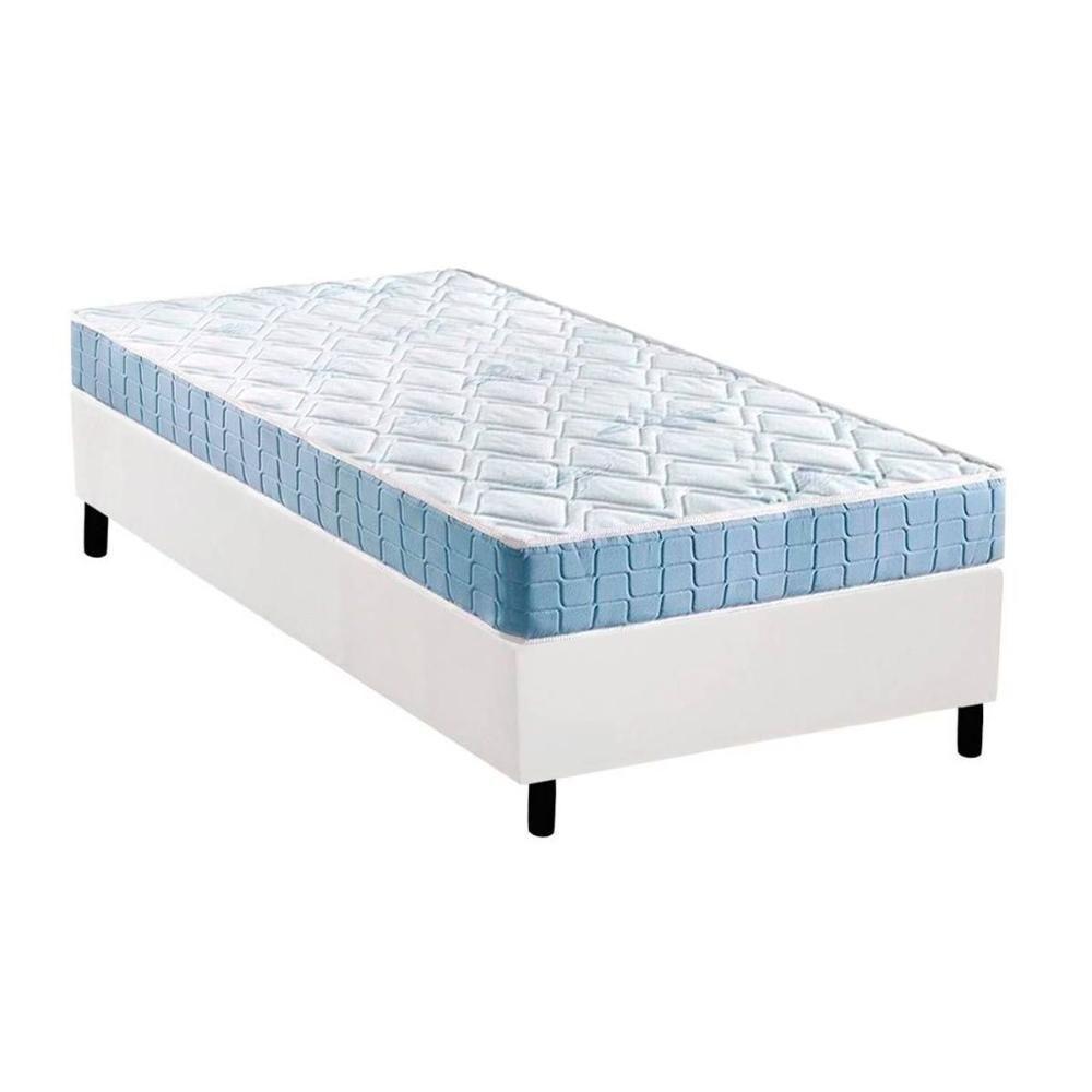 Cama Box Solteiro: Colchão Espuma Anjos Querubim + Base CRC Courano White(88x188) - 1