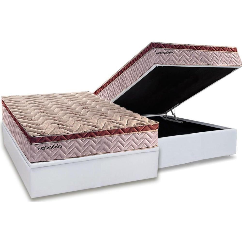 Cama Box Baú Casal: Colchão Molas Ensacadas Paropas MasterPocket Esplêndido Bordô + Base CRC Courano White(138x188) - 1