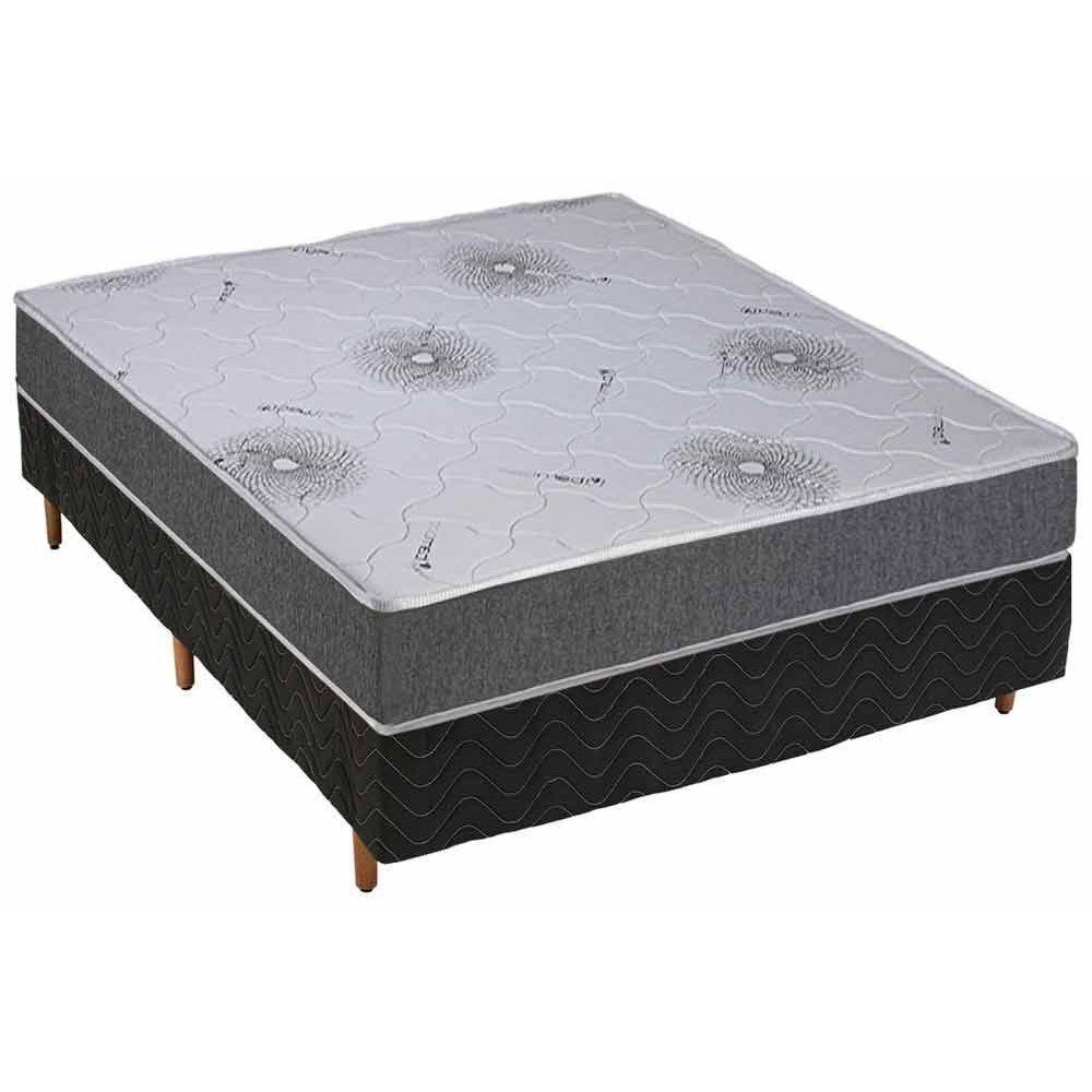 Cama Box Casal: Colchão Espuma Polar D33 Pérola Premium + Base CRC Rústico Black(138x188) - 1