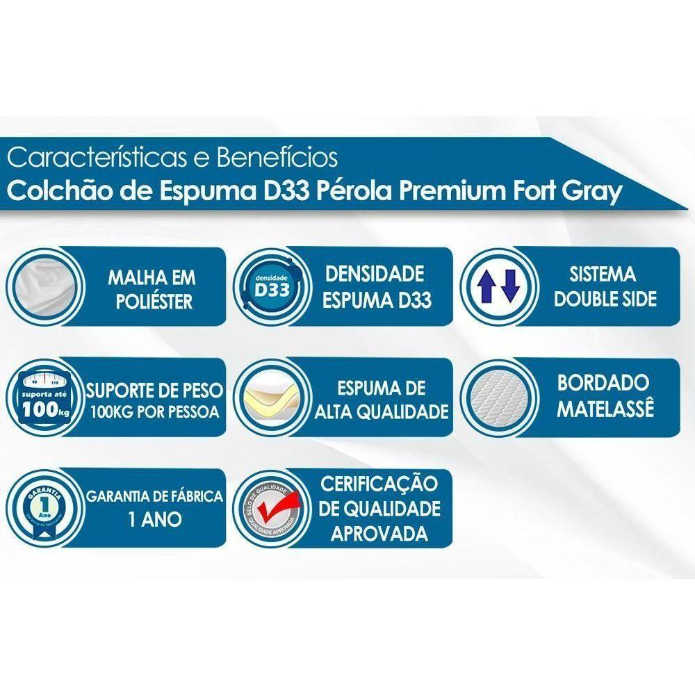 Cama Box Casal: Colchão Espuma Polar D33 Pérola Premium + Base CRC Rústico Black(138x188) - 2