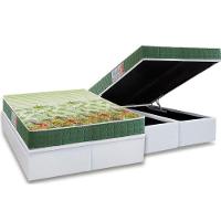 Cama Box Baú Casal: Colchão Anatômico Anjos D28 / AG65 Pantanal + Base CRC Courano White(138x188) - 1