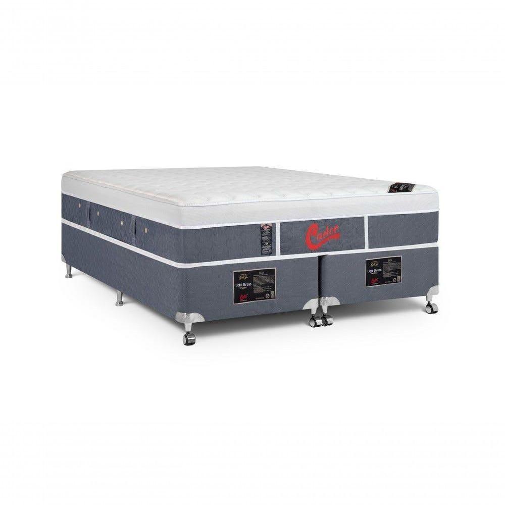 Cama Box + Colchão Castor King Plush Light Stress One Face Pocket 193x203x61cm - 1