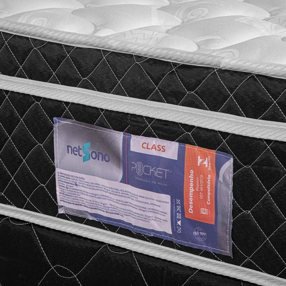 Cama Box + Colchão Netsono Solteiro Class One Face Molas Pocket 120x203x52cm - 3