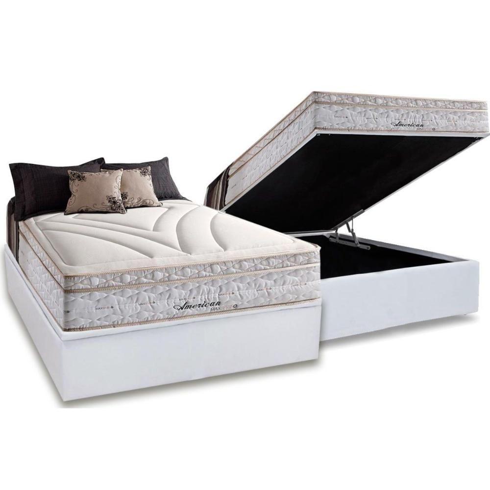 Cama Box Baú Casal: Colchão Molas Herval Maxspring American + Base CRC Courano White(138x188) - 1