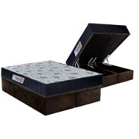 Cama Box Baú Queen: Colchão Ortopédico Orthoflex Foggia Sogni Unic Face + Base CRC Suede Brown(158x198) - 1