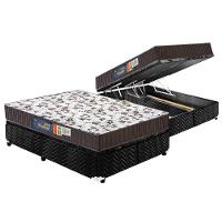 Cama Box Baú Queen: Colchão Espuma D33 Polar Pérola + Base Crc Suede Black(158x198) - 1
