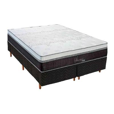Cama Box Queen: Colchão Molas Polar MasterPocket Ensacadas Serenatta + Base CRC Rústico Black(158x198)