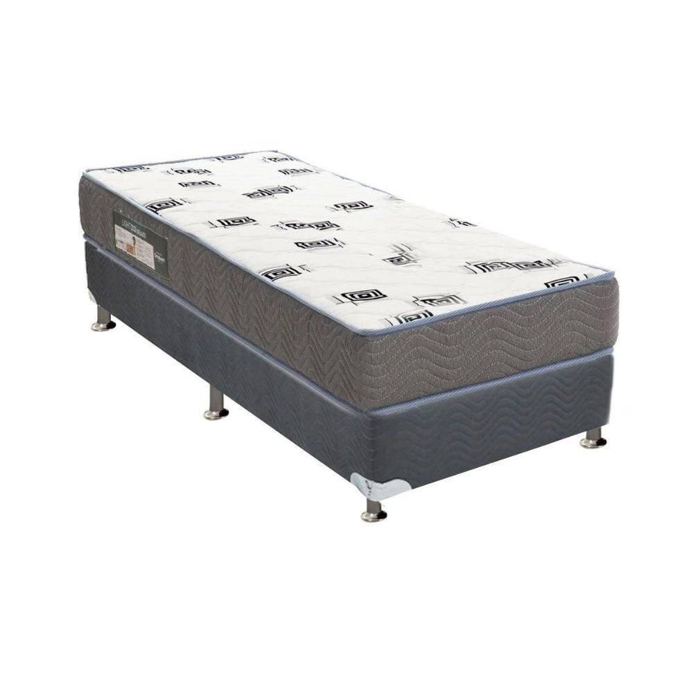 Cama Box Solteiro: Colchão Espuma Ortobom D33 Light + Base CRC Camurça Gray(88x188) - 1