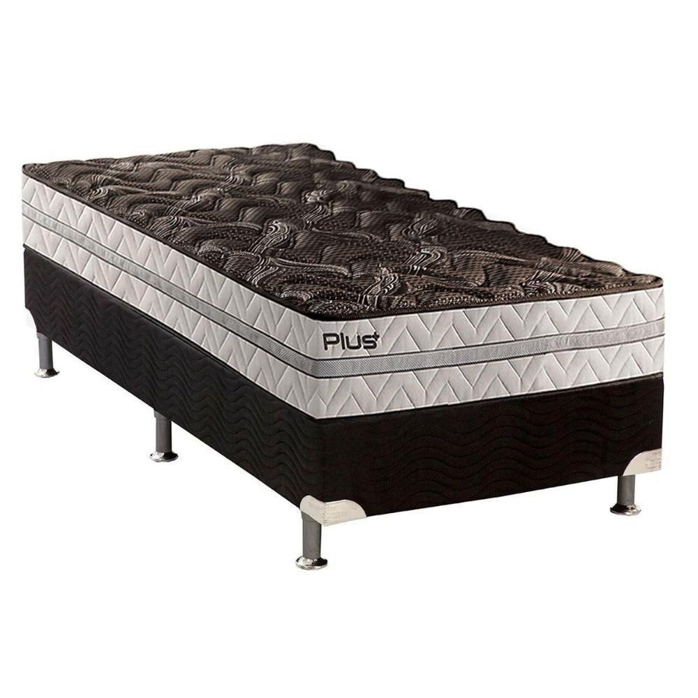 Cama Box Solteiro: Colchão Espuma D33 Paropas Pasquale Plus + Base CRC Suede Black(88x188) - 1
