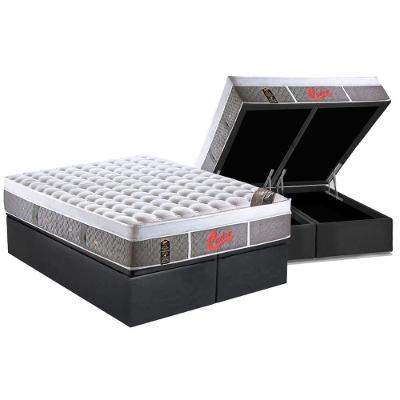 Cama Box Baú Queen: Colchão Molas Pocket Ensacadas Castor  Light Stress Oxygen New Plush + Base CRC Suede Gray(158x198)