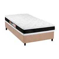 Cama Box Solteiro: Colchão Espuma D45 Castor Black e White AIR Double Face + Base CRC Suede Clean(88x188) - 1
